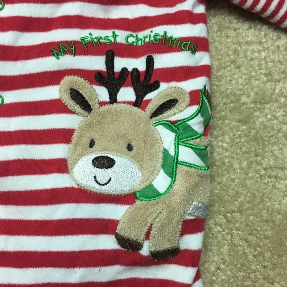 Little Me Reindeer Christmas Footie Pajamas 9 mos